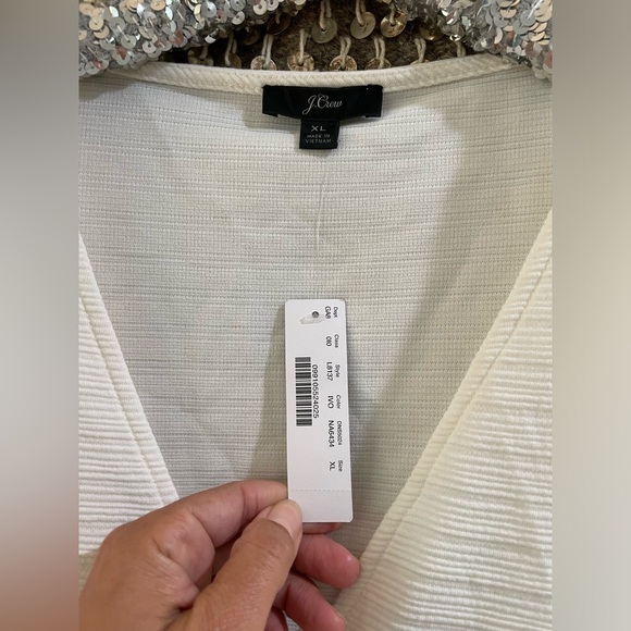 NWT J Crew white cream tie-front ribbed tank - Picture 4 of 6
